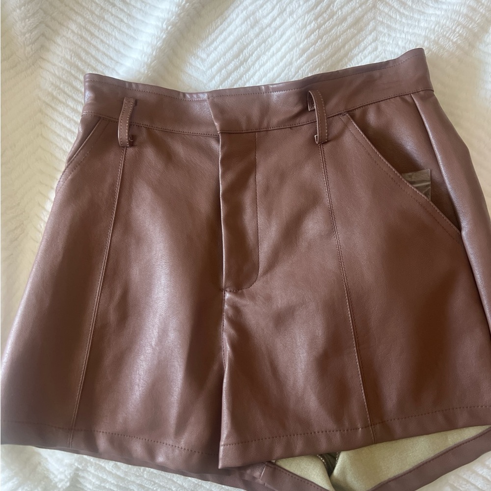 Altar'd State Tan High Waist Shorts with Tailored Design